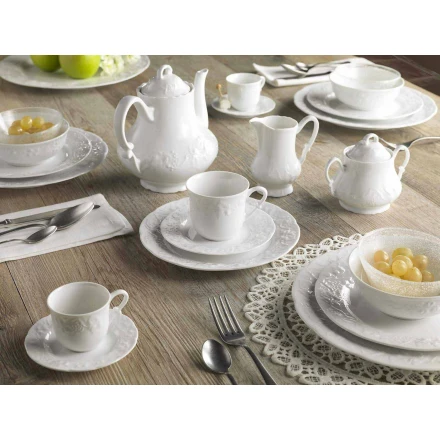Servicio Completo de Desayuno 22 Piezas en Porcelana Blanca - Gimignano viadurini