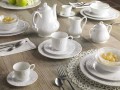 Servicio Completo de Desayuno 22 Piezas en Porcelana Blanca - Gimignano