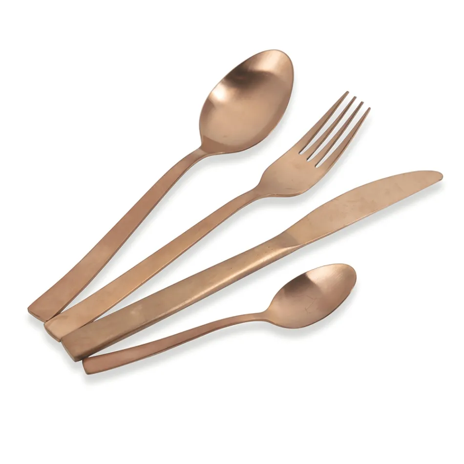 Juego completo de cubiertos en acero negro o diseño de cobre 24 piezas - Fayette viadurini