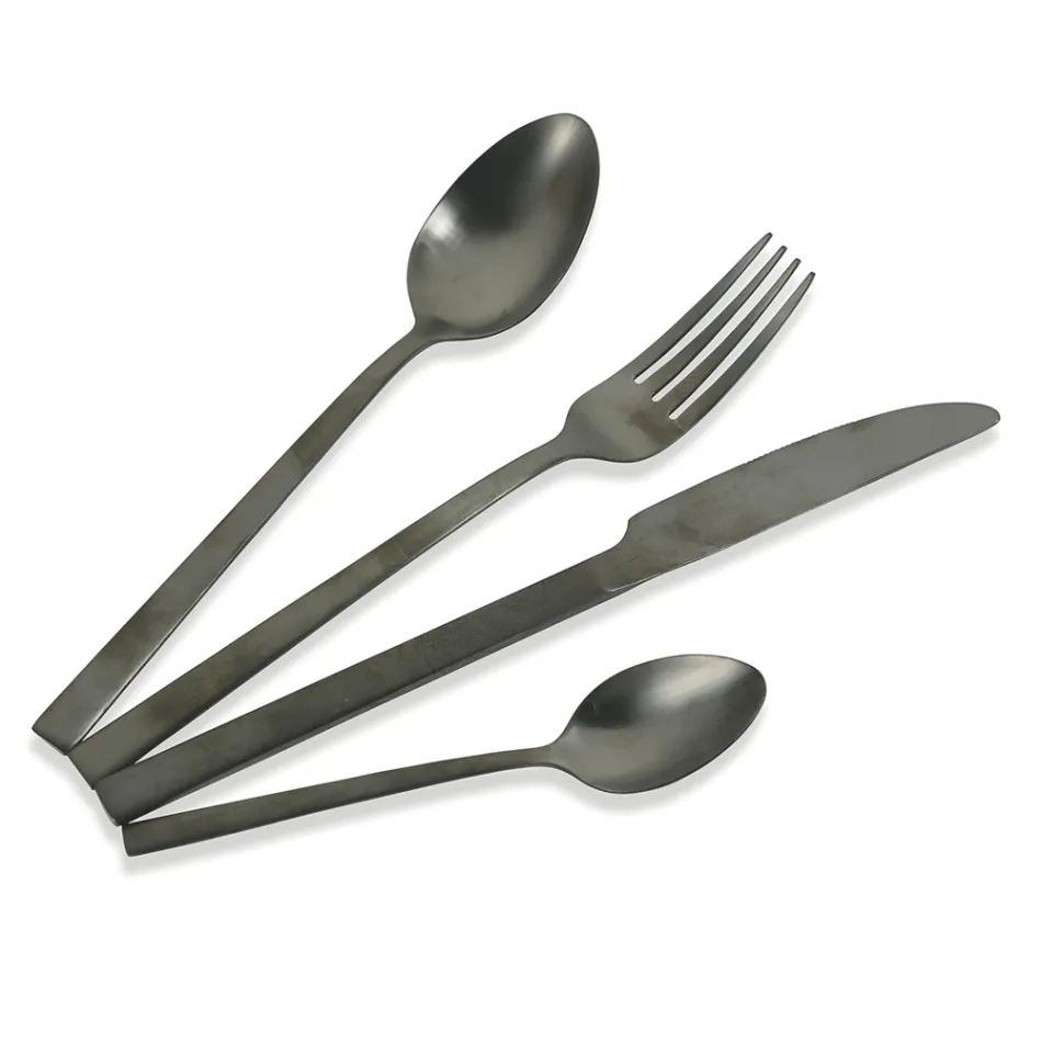 Juego completo de cubiertos en acero negro o diseño de cobre 24 piezas - Fayette viadurini