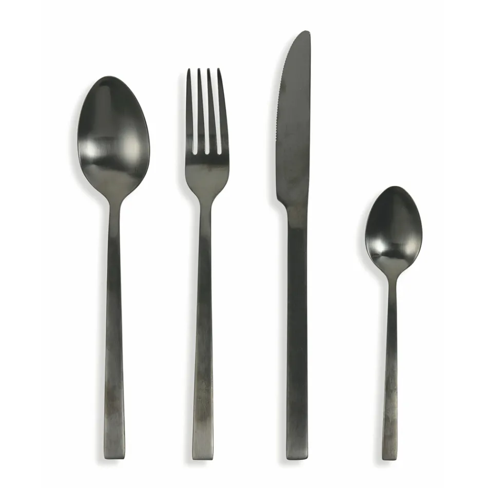 Juego completo de cubiertos en acero negro o diseño de cobre 24 piezas - Fayette viadurini