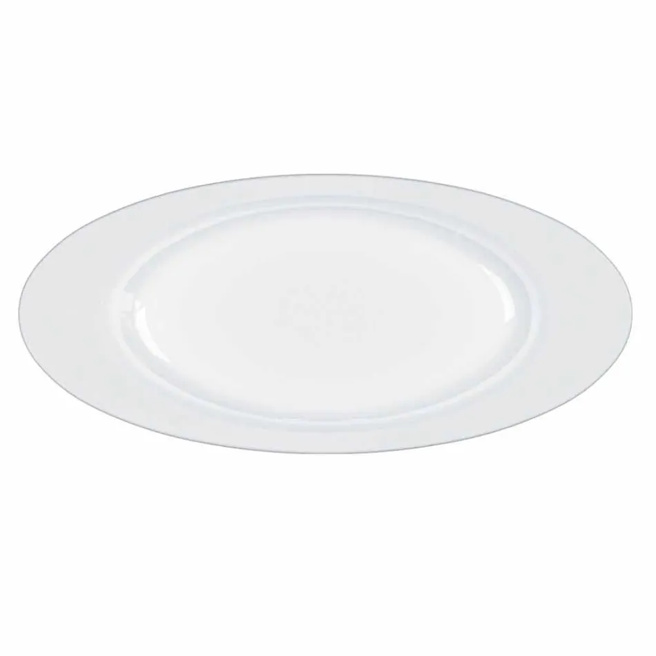 Moderno Porcelana Blanca Diseño Ovalado Porción Set 2 Piezas - Telescopio viadurini