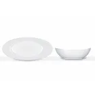 Moderno Porcelana Blanca Diseño Ovalado Porción Set 2 Piezas - Telescopio viadurini