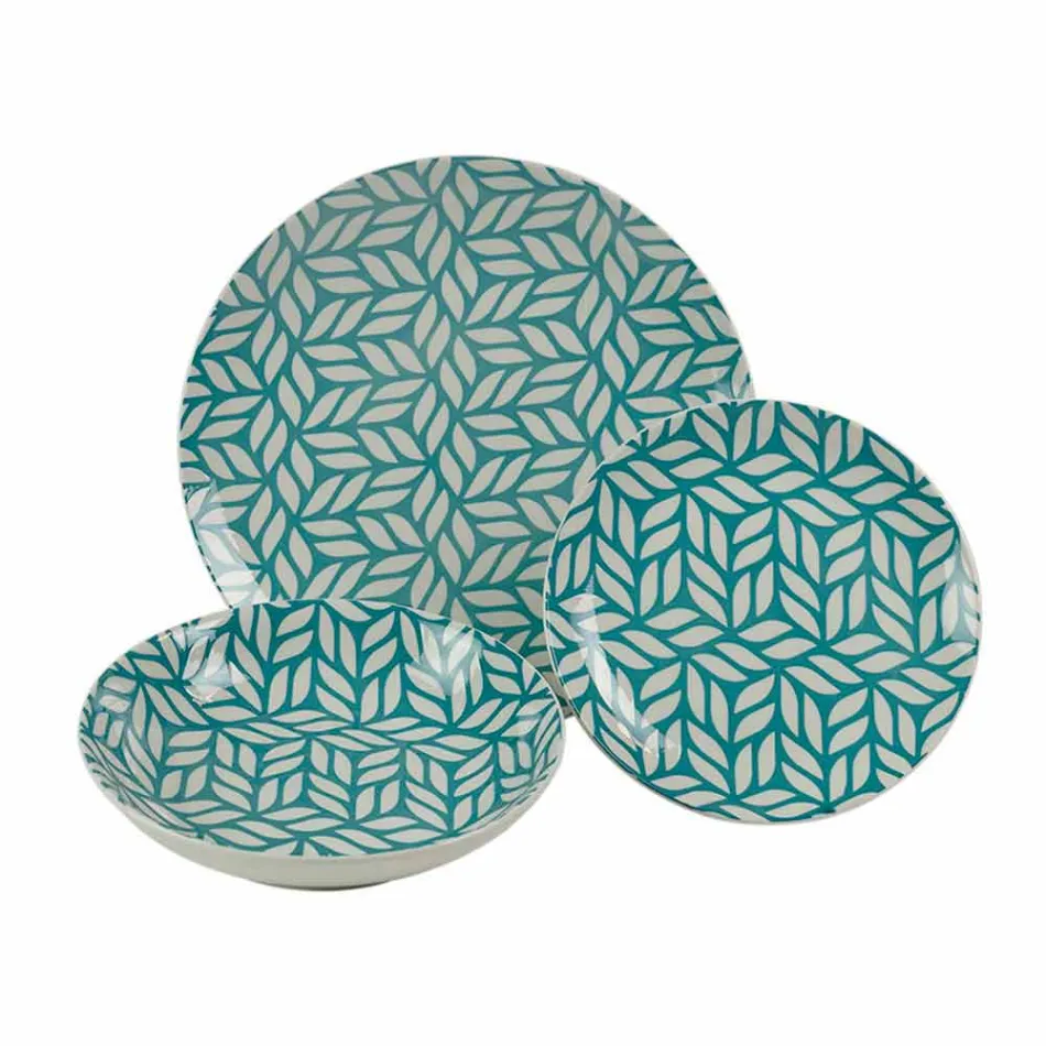 Servicio de mesa completo en porcelana de colores 18 piezas - Indonesia viadurini