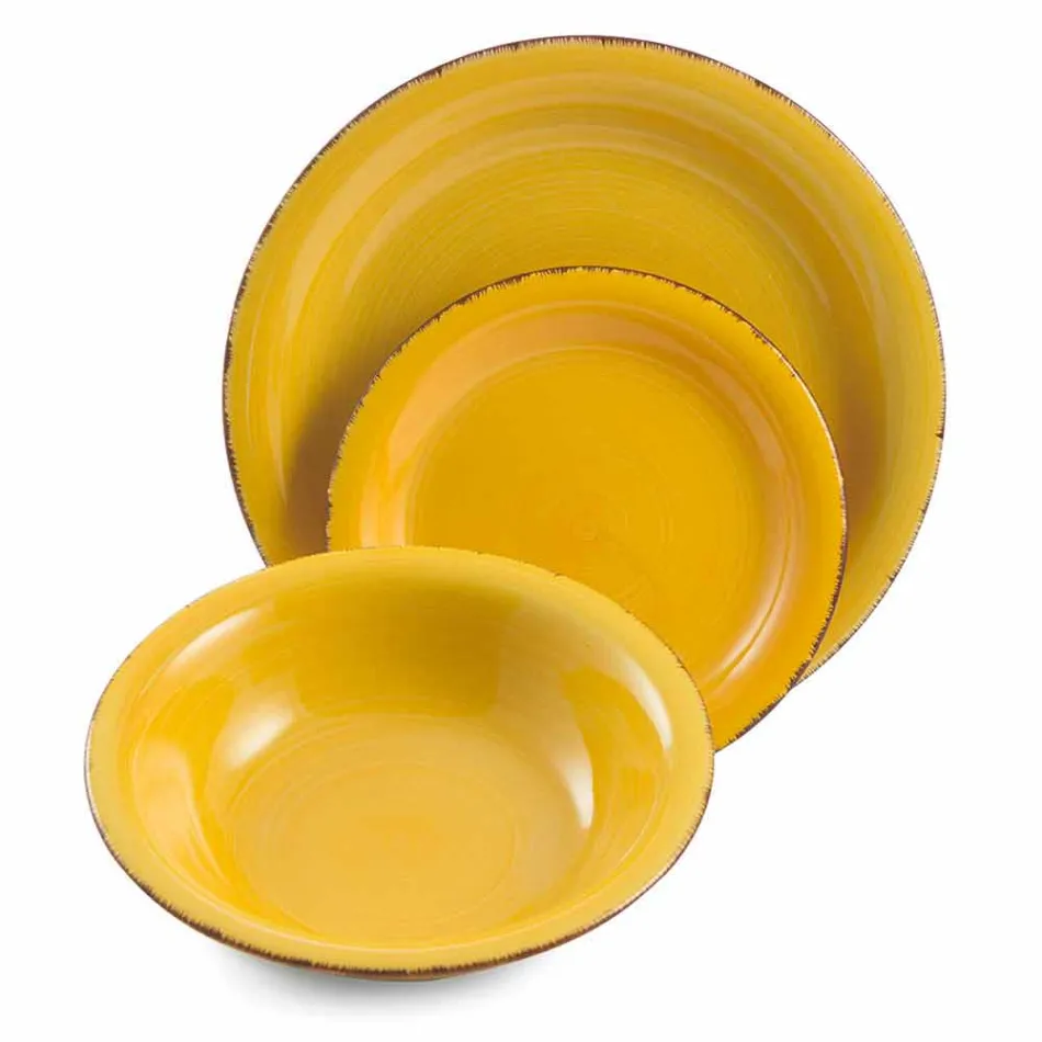 Vajilla con platos de colores 18 piezas en gres moderno - Abruzos viadurini