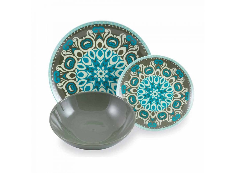 Vajilla de porcelana color azul, 18 piezas - Eivissa viadurini