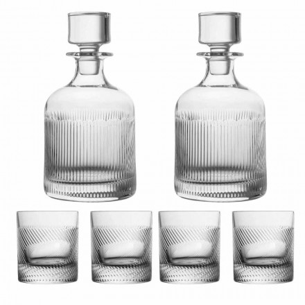 Juego de whisky de cristal ecológico de diseño de lujo de 6 piezas - Táctil viadurini