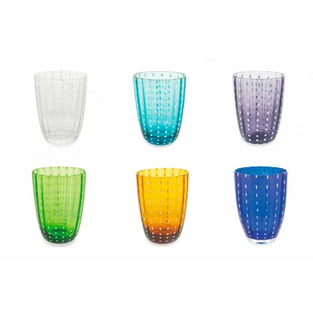 Conjunto de 6 vasos modernos de diseño de vidrio coloreado para agua - Botswana viadurini