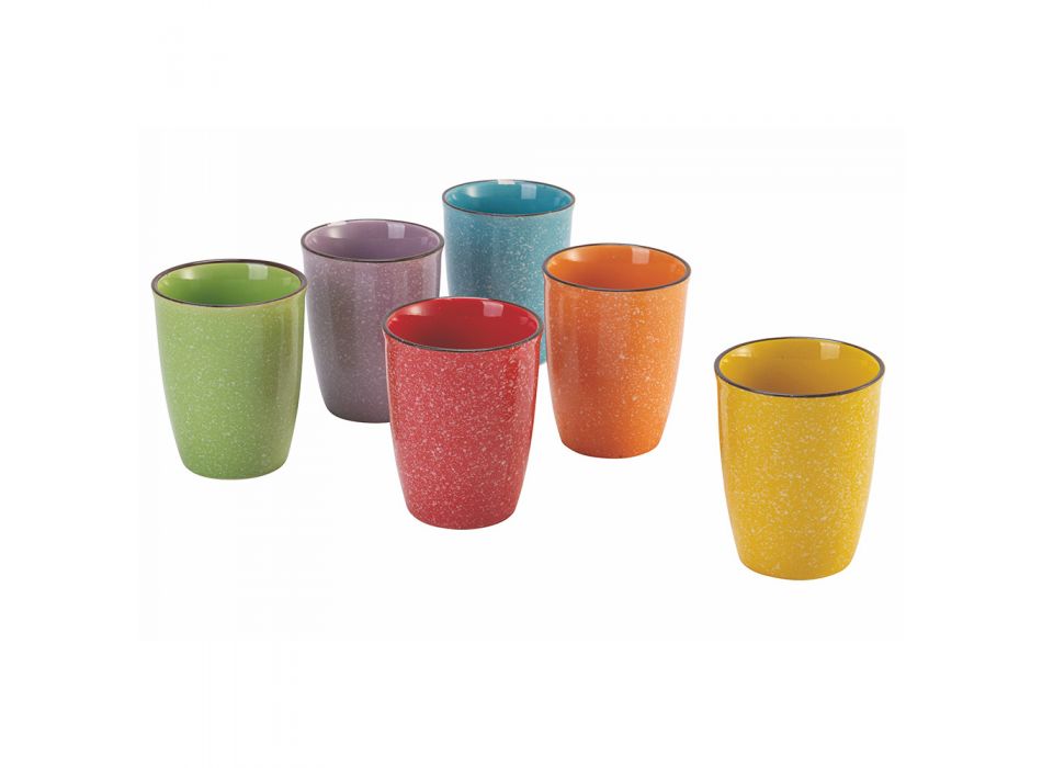 Servicio de vasos de agua altos en cerámica coloreada 12 piezas - Abruzzo viadurini