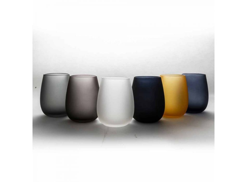 Juego de vasos de agua de vidrio coloreado moderno, 12 piezas - Borde viadurini