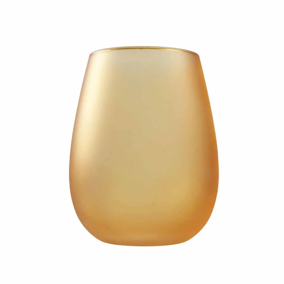 Juego de vasos de agua de vidrio coloreado moderno, 12 piezas - Borde viadurini