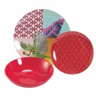 Servicio de vajilla de porcelana y gres de diseño coloreado de 18 piezas - Tropycale viadurini