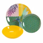Servicio de vajilla de porcelana y gres de diseño coloreado de 18 piezas - Tropycale viadurini