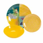Servicio de vajilla de porcelana y gres de diseño coloreado de 18 piezas - Tropycale viadurini