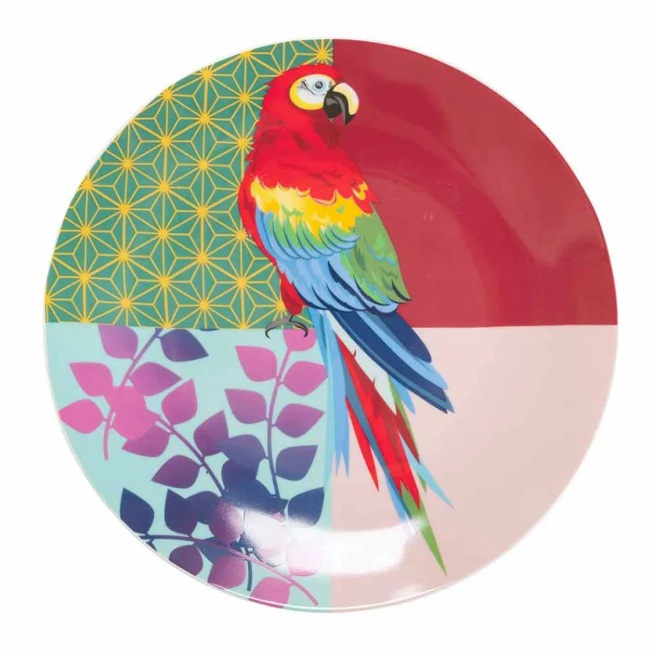 Servicio de vajilla de porcelana y gres de diseño coloreado de 18 piezas - Tropycale viadurini