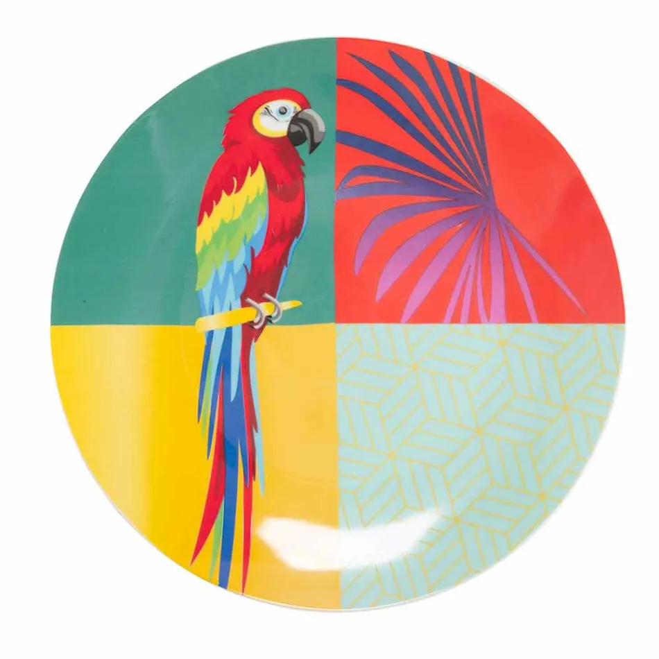 Servicio de vajilla de porcelana y gres de diseño coloreado de 18 piezas - Tropycale viadurini