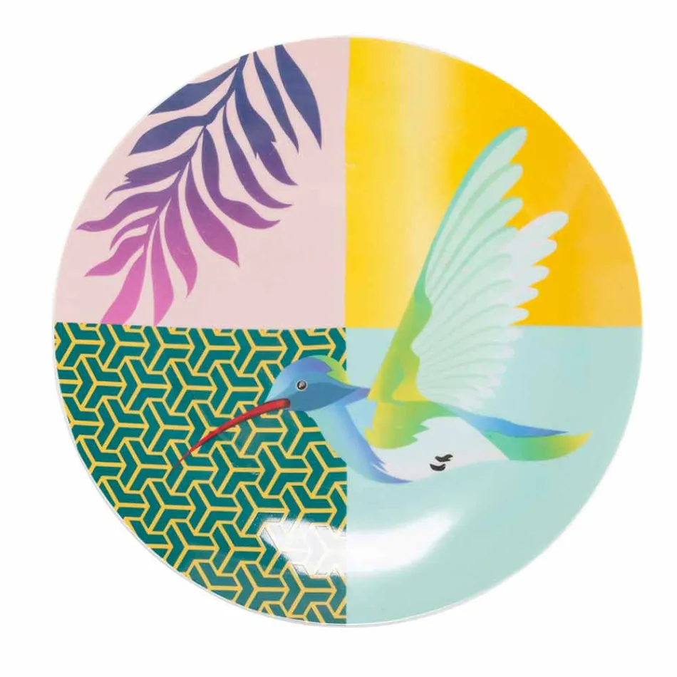 Servicio de vajilla de porcelana y gres de diseño coloreado de 18 piezas - Tropycale viadurini