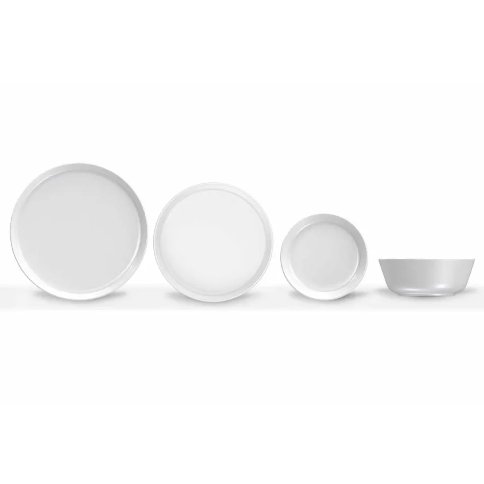 Plato llano de porcelana de diseño moderno blanco, 24 piezas - Ártico viadurini