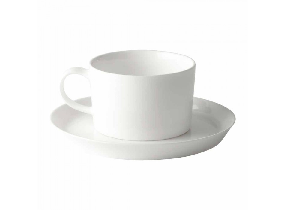 Servicio de taza de café, té y desayuno 30 piezas de porcelana blanca - Egle viadurini