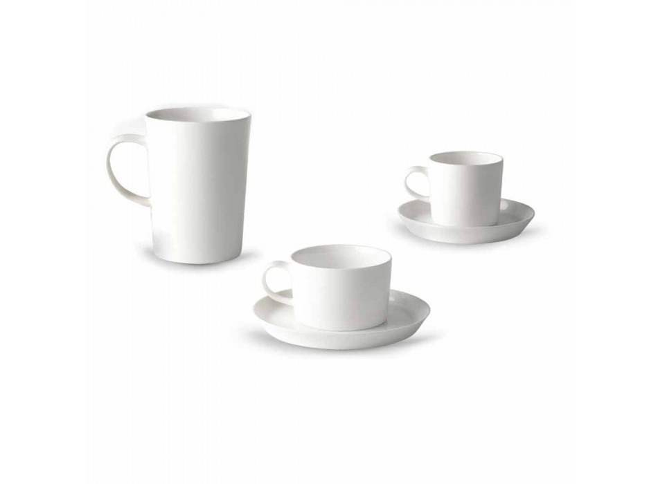 Servicio de taza de café, té y desayuno 30 piezas en porcelana blanca - Egle viadurini