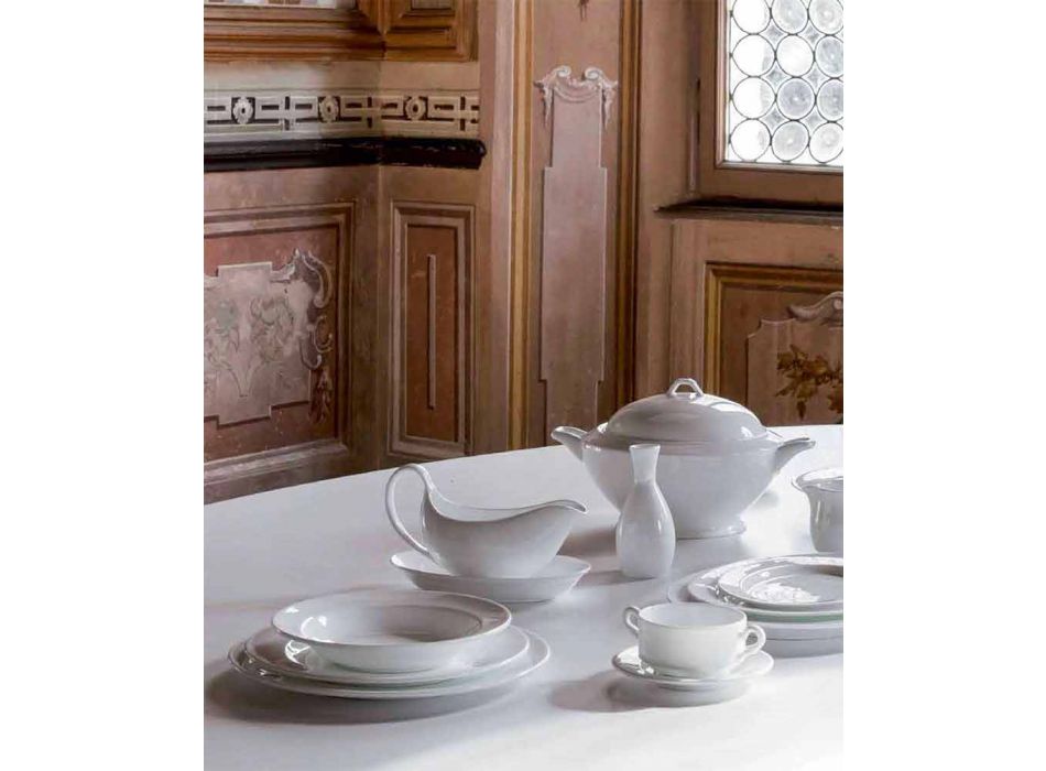 Juego de platos de servicio de 4 piezas en porcelana de diseño blanca - Samantha viadurini
