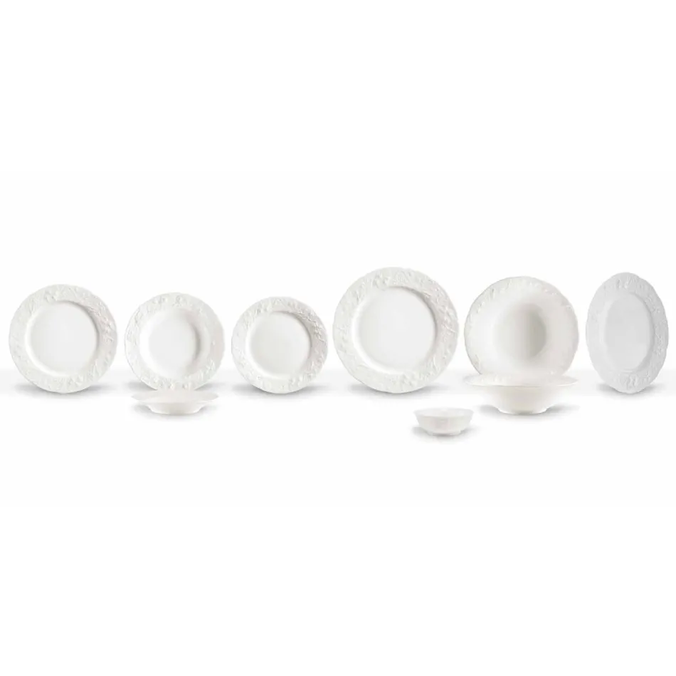 Juego de 27 elegantes platos de diseño de porcelana blanca - Gimignano viadurini