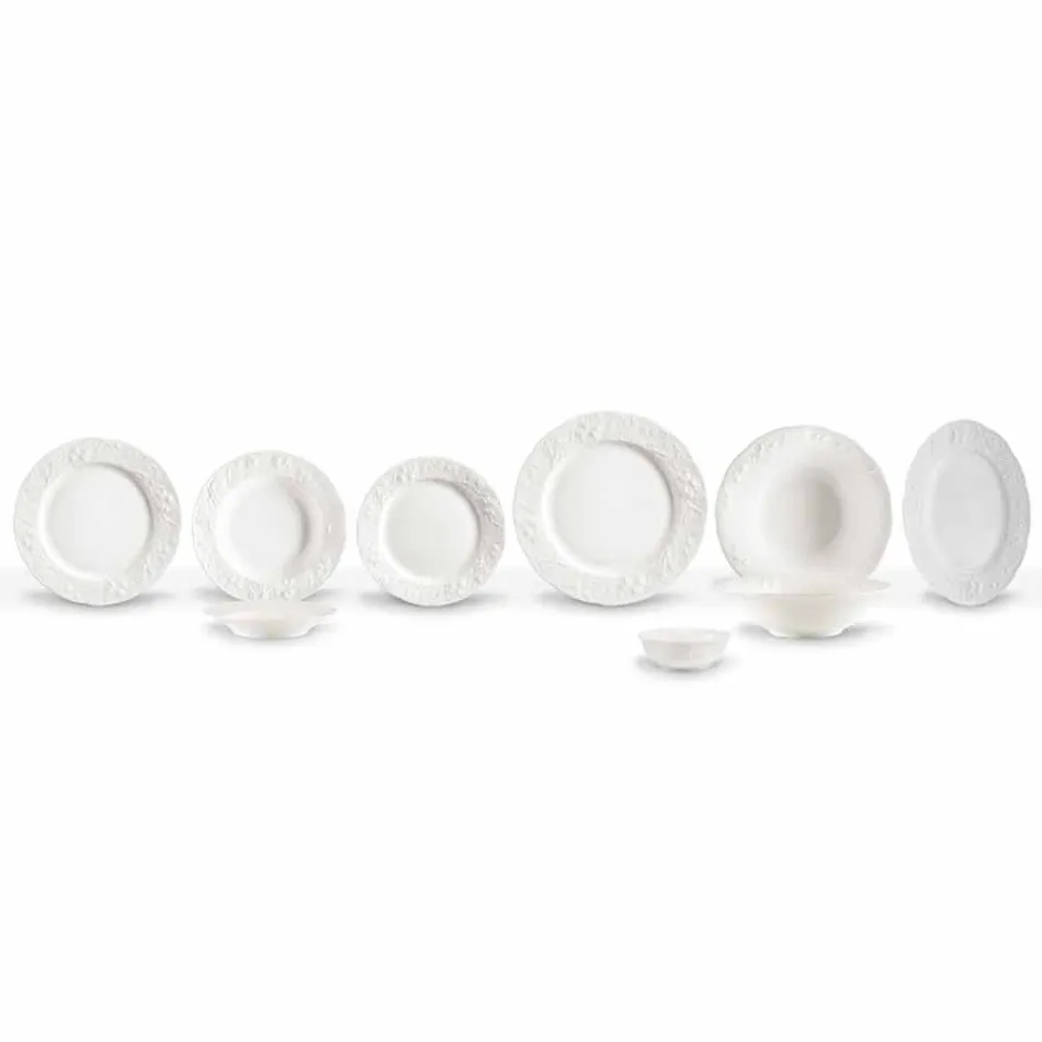 Juego de 27 elegantes platos de diseño de porcelana blanca - Gimignano viadurini