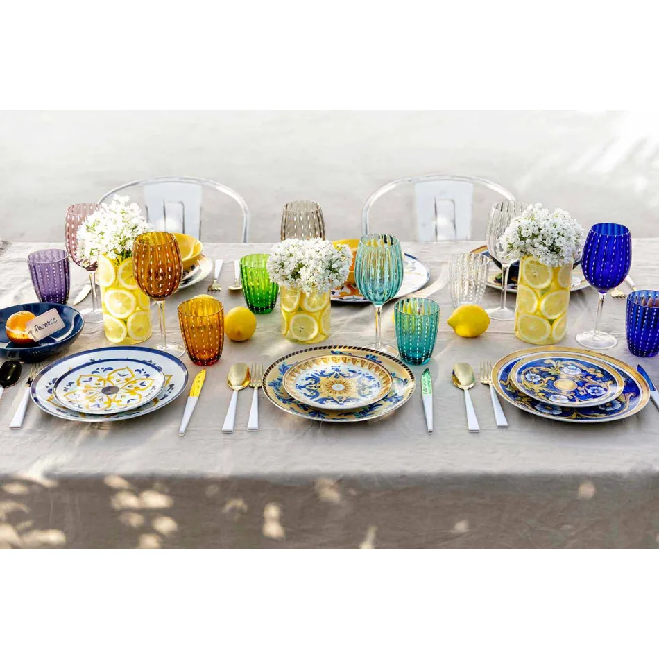 Servicio completo de vajilla de colores y vajilla Conjunto completo 18 piezas - Cefalu viadurini