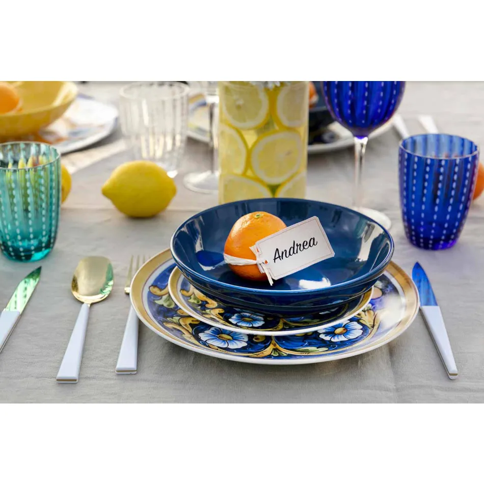 Servicio completo de vajilla de colores y vajilla Conjunto completo 18 piezas - Cefalu viadurini