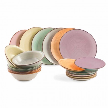 Set de platos de gres pintados a mano de colores Set 18 piezas - Abruzzo3 viadurini