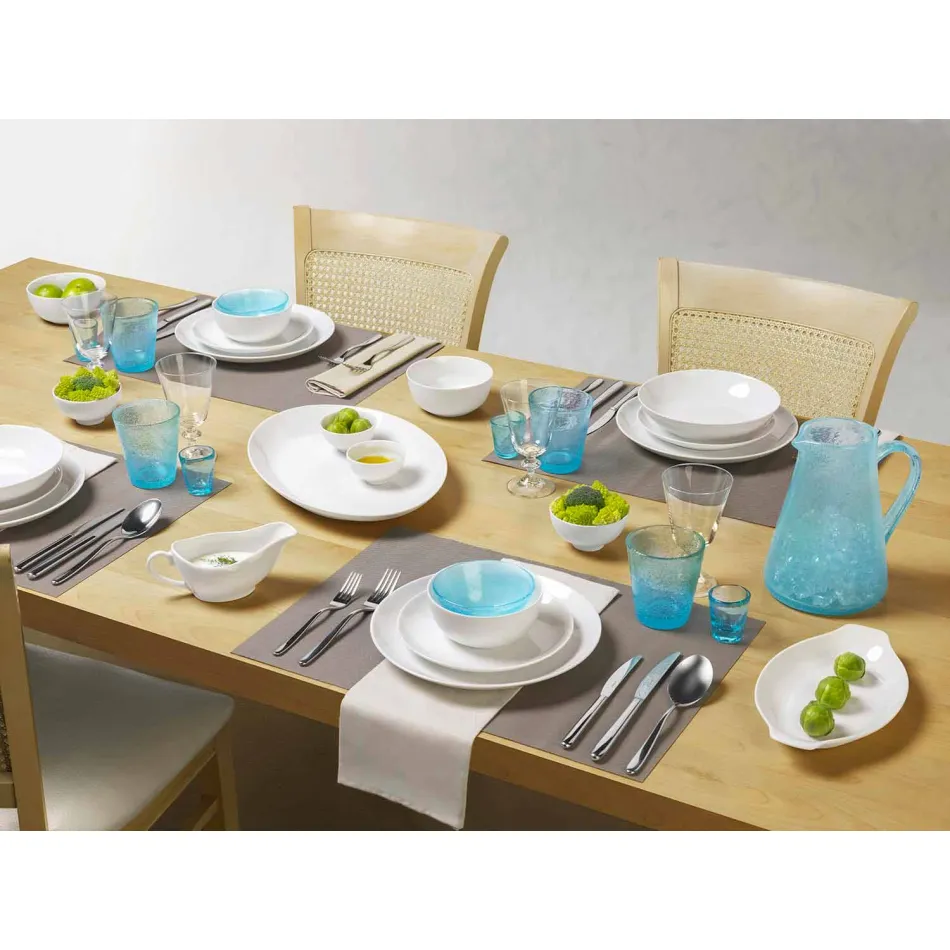 Platos para servir 3 piezas de diseño moderno en porcelana blanca - Málaga viadurini