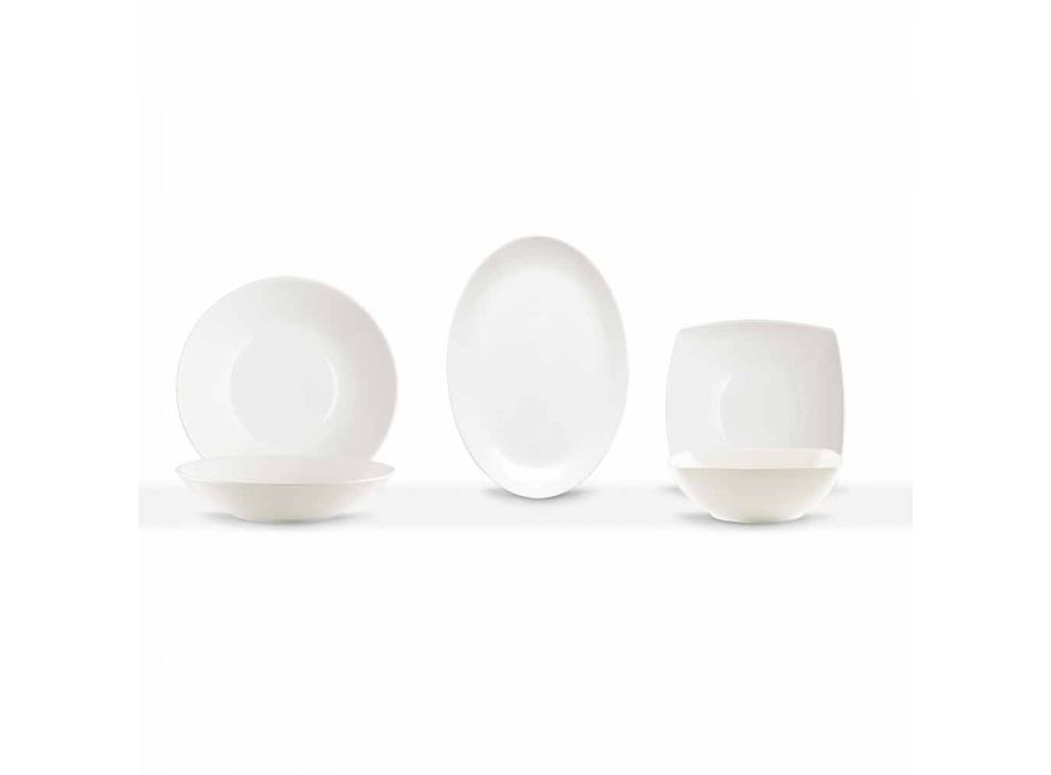 Platos para servir 3 piezas de diseño moderno en porcelana blanca - Málaga viadurini