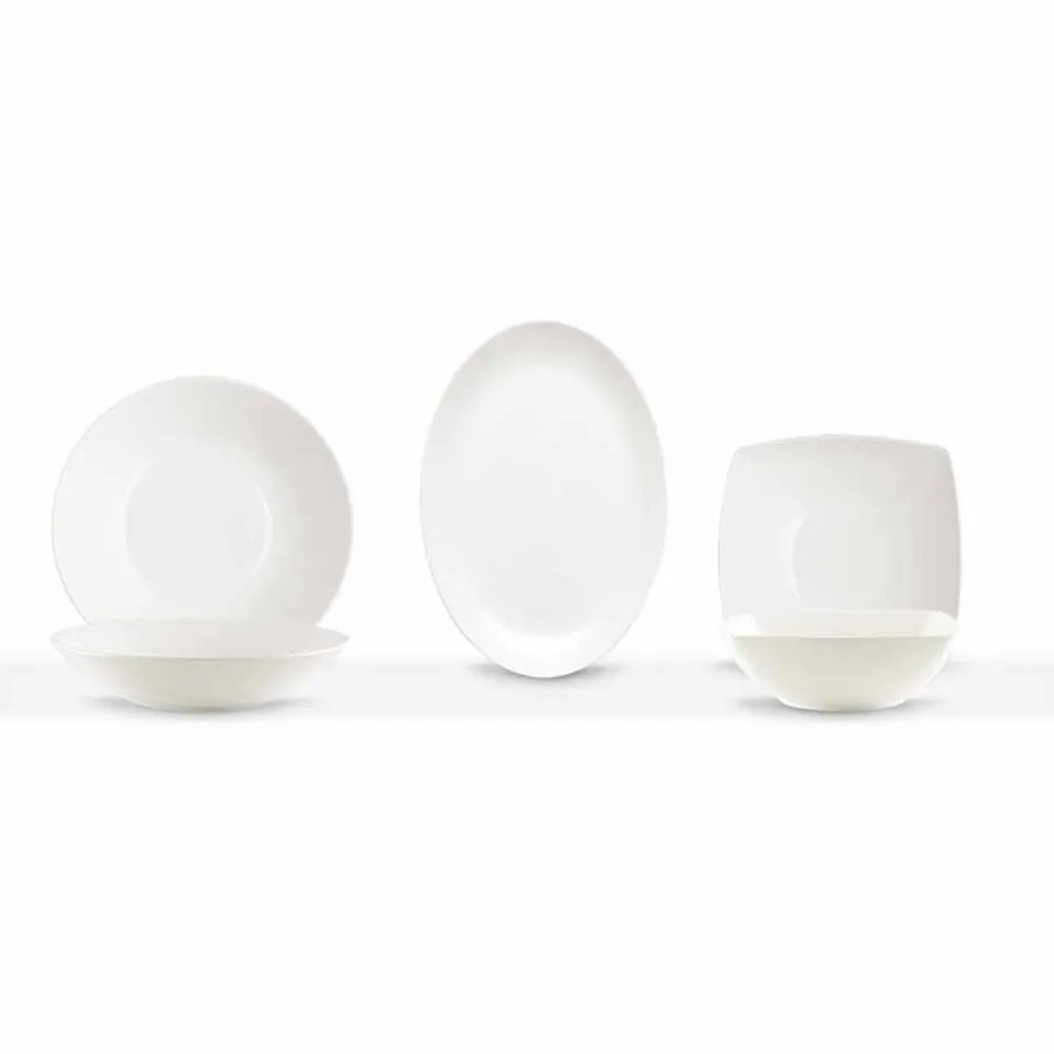 Platos para servir 3 piezas de diseño moderno en porcelana blanca - Málaga viadurini