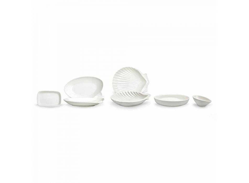 Set de platos de porcelana blanca, 30 piezas - Nalah viadurini