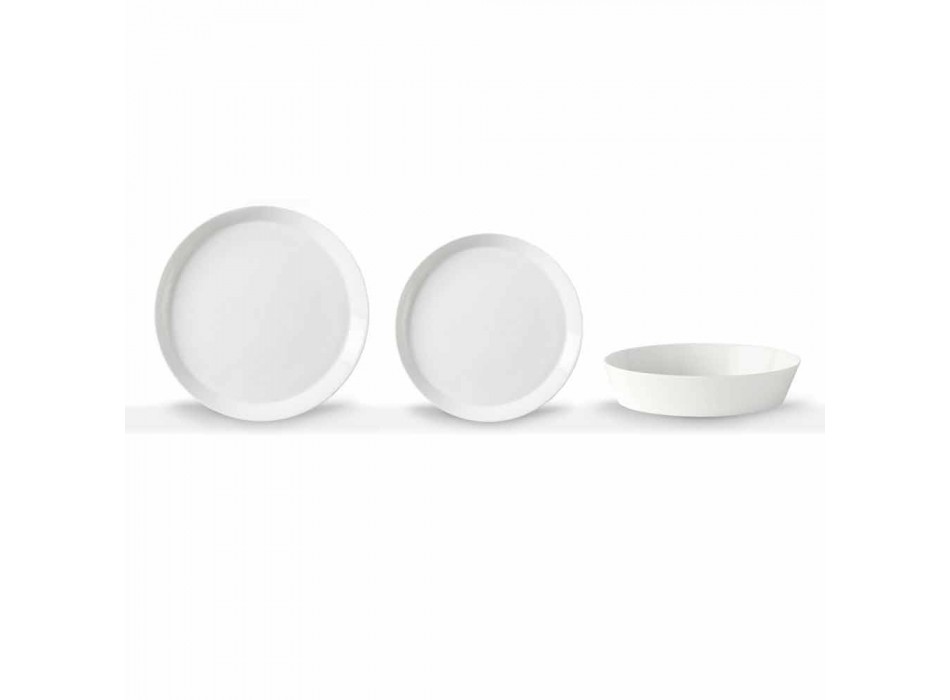 Juego de platos para cena de 18 piezas de porcelana blanca de diseño elegante - Egle viadurini