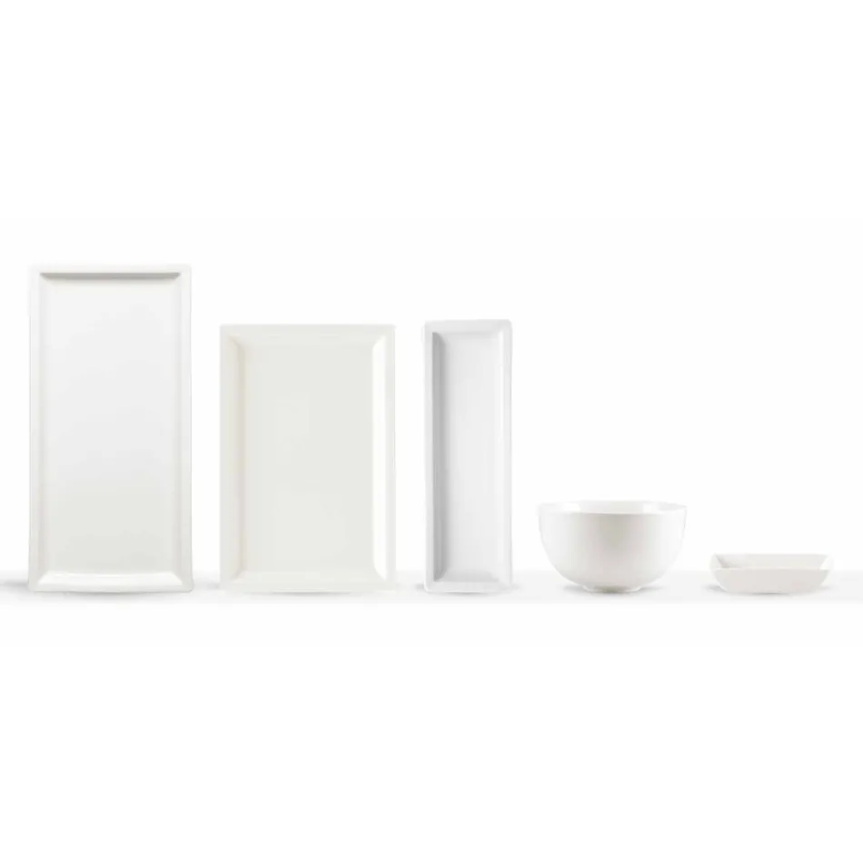 Juego de platos modernos de porcelana blanca, 25 piezas - Basal viadurini