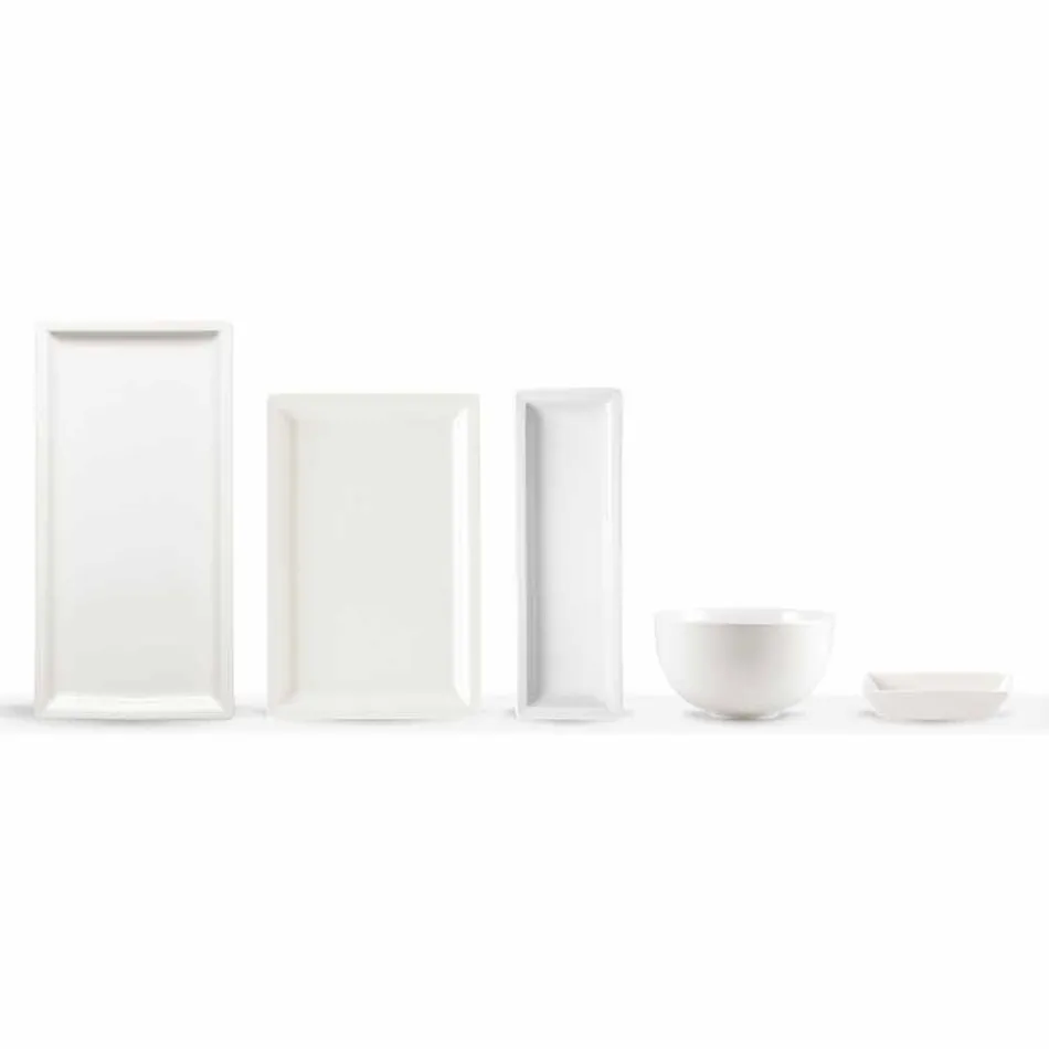 Juego de platos modernos de porcelana blanca, 25 piezas - Basal viadurini