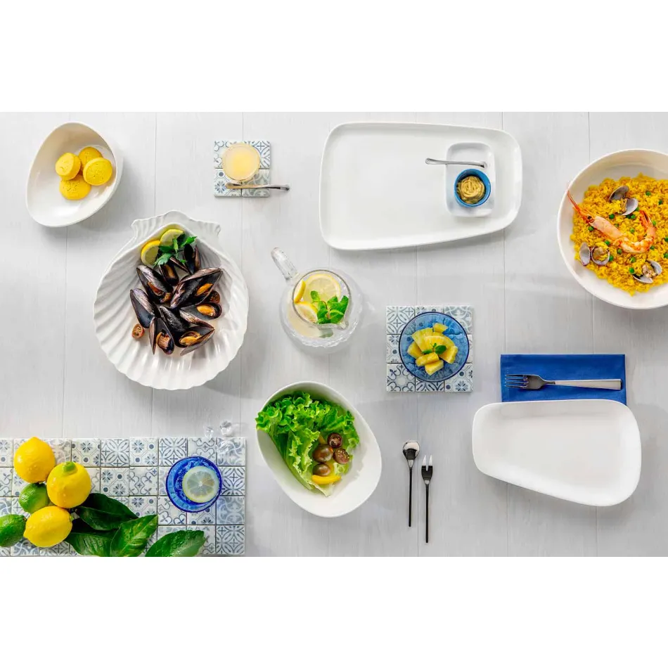 Servicio de cena o platos de porcelana blanca - Nalah viadurini