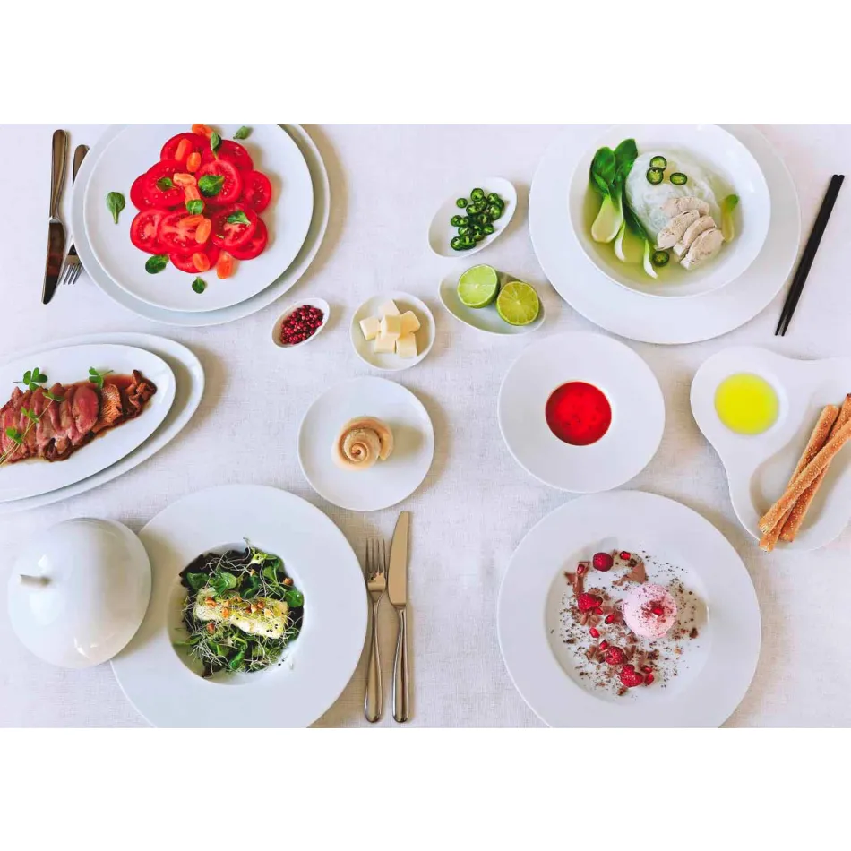Moderno y elegante juego de vajilla en porcelana 24 piezas - telescopio viadurini