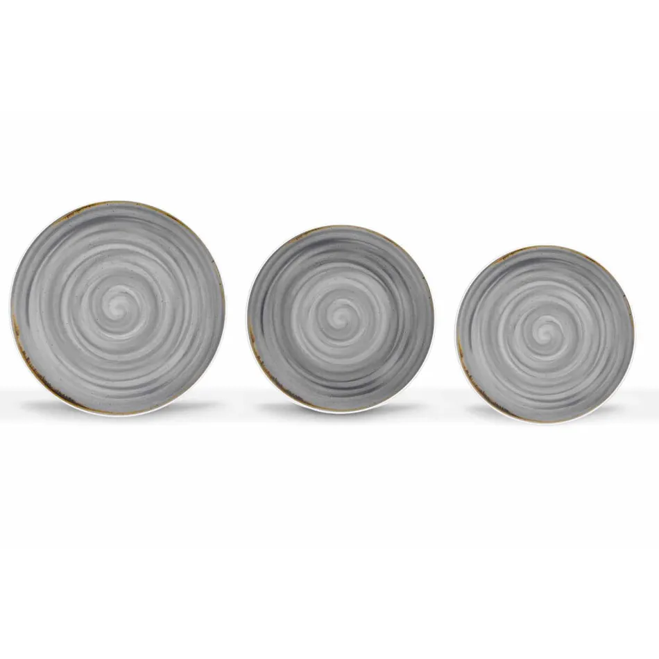 Plato llano moderno de 18 piezas de porcelana coloreada - Rurolo viadurini