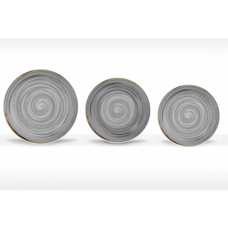 Plato llano moderno de 18 piezas de porcelana coloreada - Rurolo viadurini