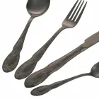 Juego de cubiertos de acero satinado negro o dorado completo de 24 piezas - Fantasía viadurini