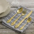 Juego de cubiertos de acero satinado negro o dorado completo de 24 piezas - Fantasía viadurini