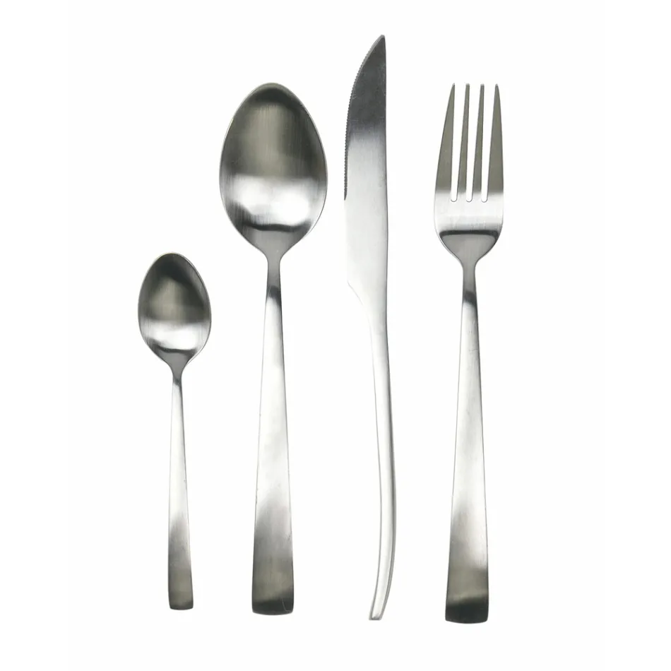 Juego de cubiertos de acero mate de plata, oro o cobre de 24 piezas - Borough viadurini