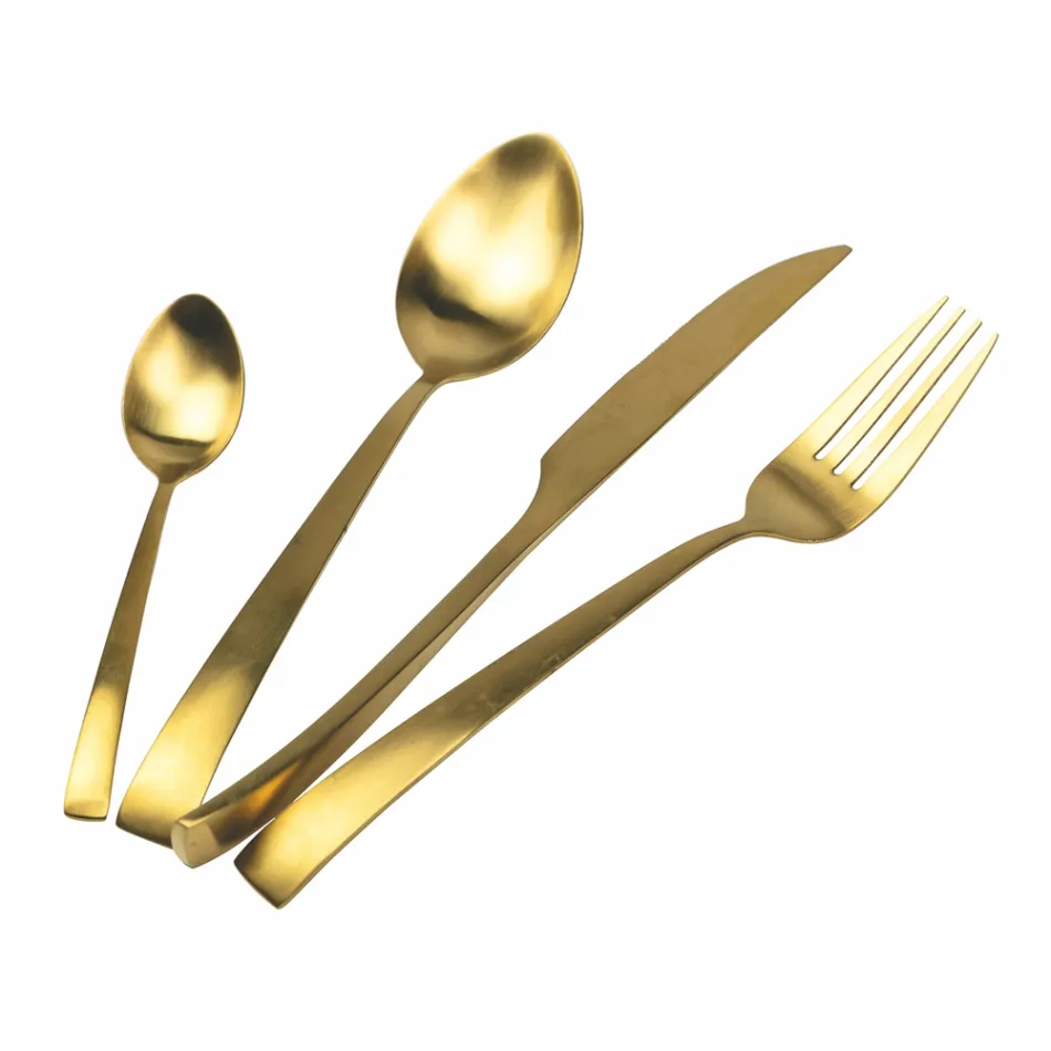 Juego de cubiertos de acero mate de plata, oro o cobre de 24 piezas - Borough viadurini