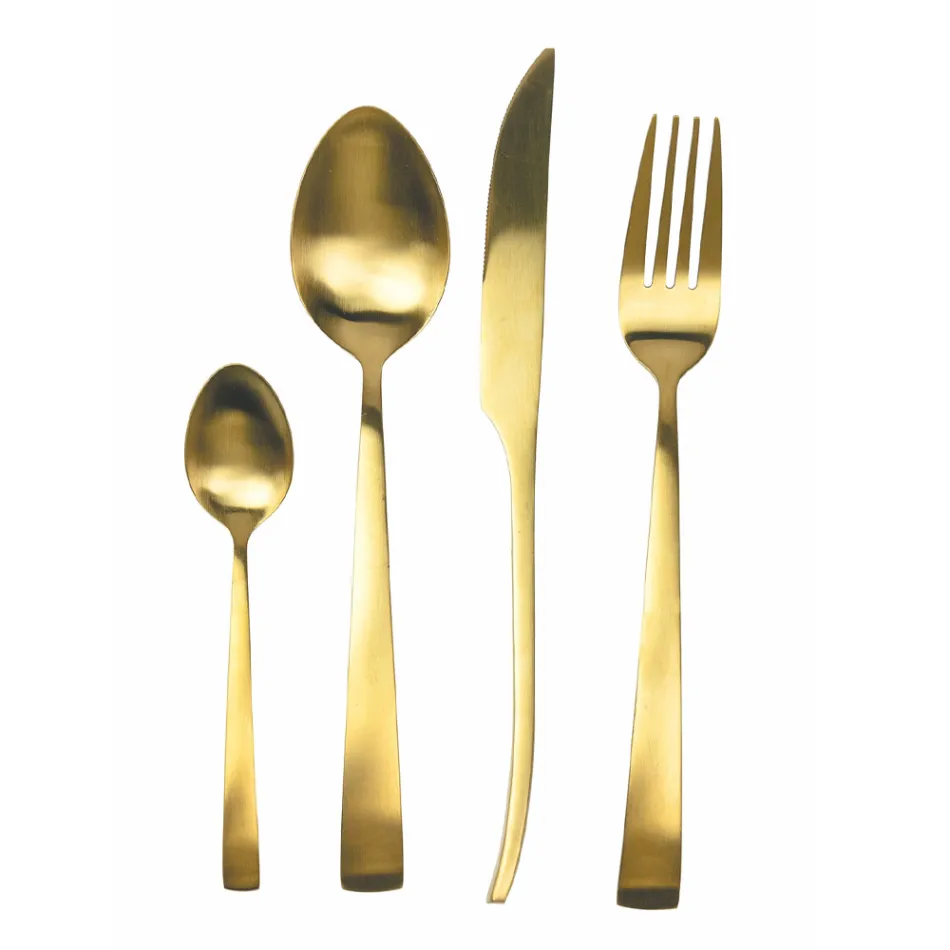 Juego de cubiertos de acero mate de plata, oro o cobre de 24 piezas - Borough viadurini