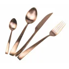 Juego de cubiertos de acero mate de plata, oro o cobre de 24 piezas - Borough viadurini
