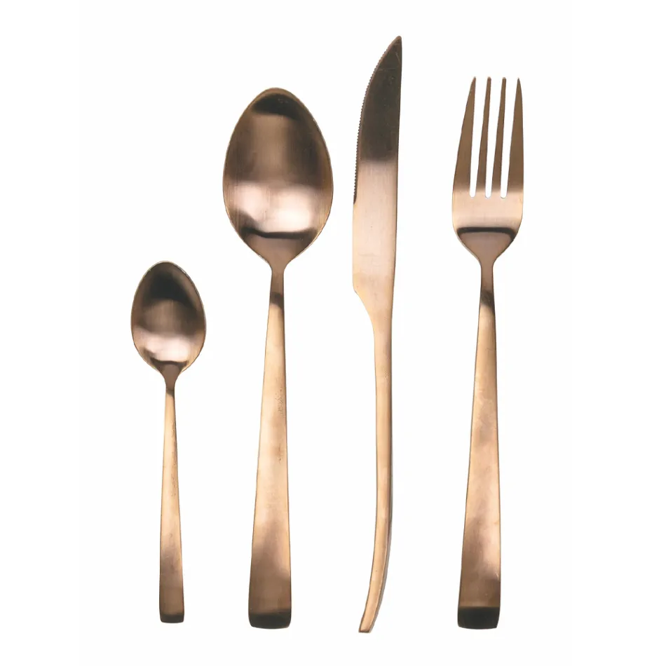 Juego de cubiertos de acero mate de plata, oro o cobre de 24 piezas - Borough viadurini