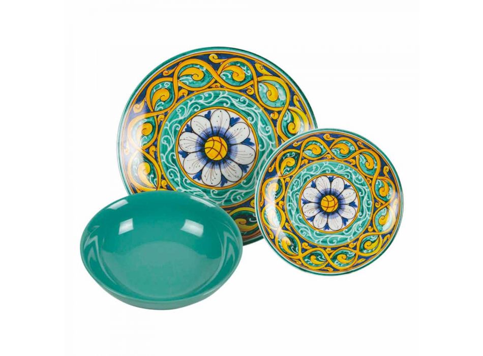 Servicio de mesa completo en porcelana y gres coloreado 18 piezas - Calabria viadurini