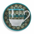 Juego de tazas y platillo de café de porcelana de colores decorados 12 piezas - Persia viadurini